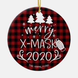 Prettig ChristMask Grappig 2020 Covid-pandemie Keramisch Ornament