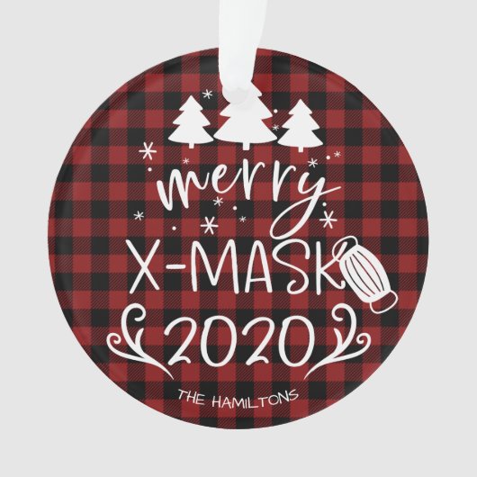 Prettig ChristMask Grappig 2020 Covid-pandemie Ornament (voorkant)