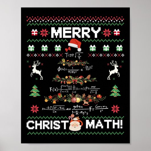 Prettig Christmath Leuk Kerstmis Wiskunde Boom Stu Poster (Voorkant)