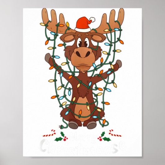 Prettig Christmoo Kerst Kerstherten Kerstboom Lich Poster (Voorkant)