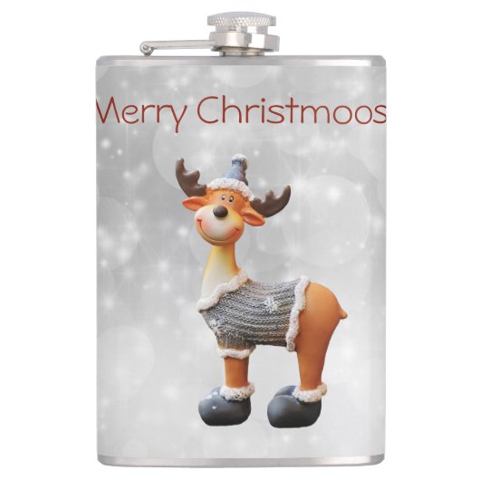 Prettig Christmoos met een hoed op Heupfles (Voorkant)