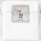 Prettig Christmoos met een hoed op Vierkante Sticker (Tas)
