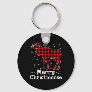 Prettig Christmoose Buffalo geruite Kerst eland Sleutelhanger