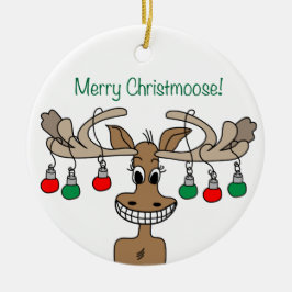 Prettig Christmoose Feest Keramisch Ornament