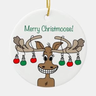 Prettig Christmoose Feest Keramisch Ornament
