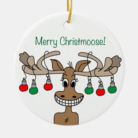 Prettig Christmoose Feest Keramisch Ornament (Voorkant)