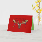 Prettig ChristMoose - Kerstmis Eland Kerstdrukwerk Kaart (Gele Bloem)