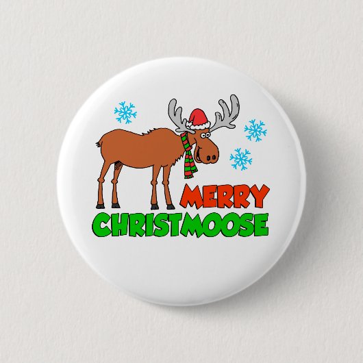 Prettig Christmoose Leuk Kerst Punt Ronde Button 5,7 Cm (Voorkant)