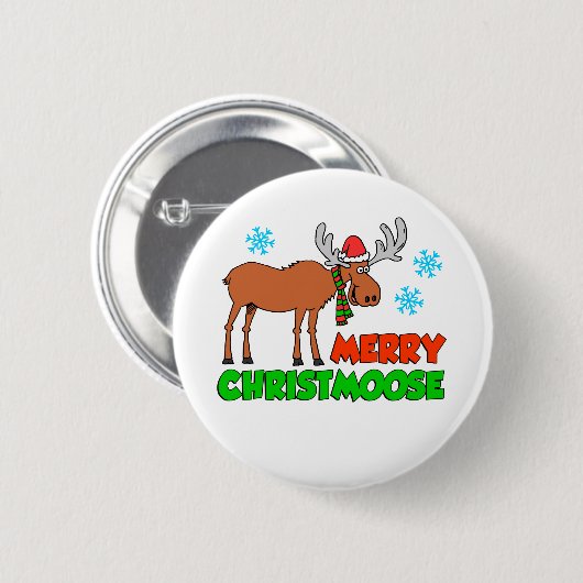 Prettig Christmoose Leuk Kerst Punt Ronde Button 5,7 Cm (Voorkant /achterkant)