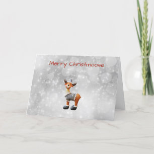 Prettig Christmoose met een hoed Feestdagen Kaart