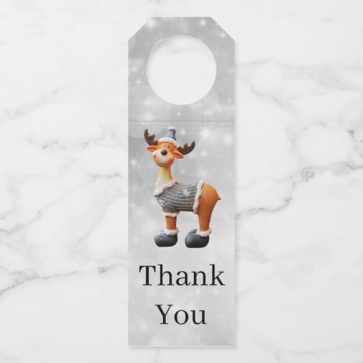 Prettig Christmoose met een hoed Flessenhanger (Voorkant)