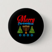 Prettig Christmukkah Joods Kerstmis Kerstmis Hanuk Ronde Button 5,7 Cm (Voorkant)