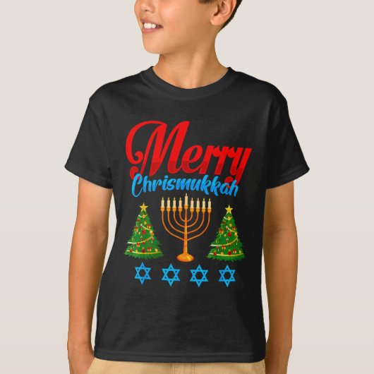 Prettig Christmukkah Joods Kerstmis Kerstmis Hanuk T-shirt (Voorkant)