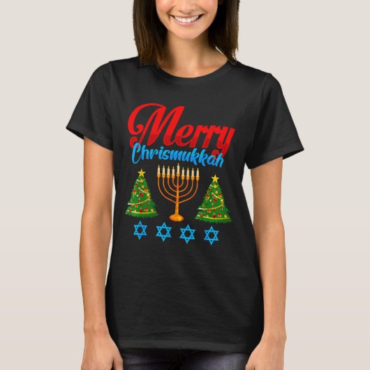 Prettig Christmukkah Joods Kerstmis Kerstmis Hanuk T-shirt (Voorkant)