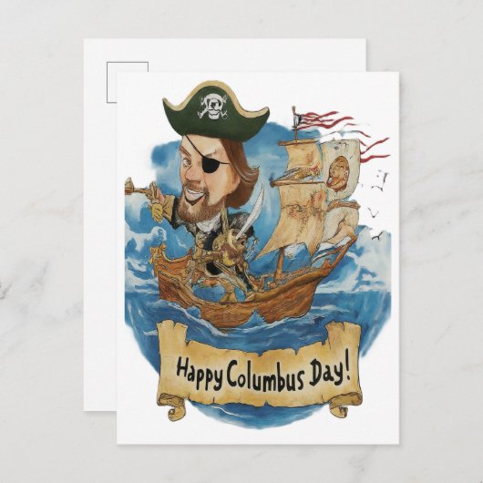 Prettig Columbusdag Uitnodiging Briefkaart (Voorkant / Achterkant)