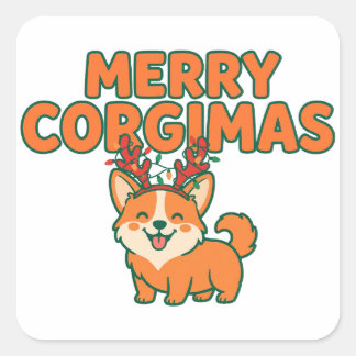 Prettig Corgimas Leuk Corgi Kerstmis Hond Moeder C Vierkante Sticker