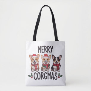 Prettig Corgmas Kerstman Hoed Kerstmis Corgi Hond Tote Bag