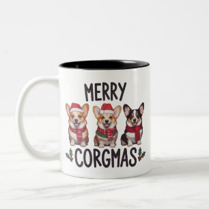 Prettig Corgmas Kerstman Hoed Kerstmis Corgi Hond  Tweekleurige Koffiemok