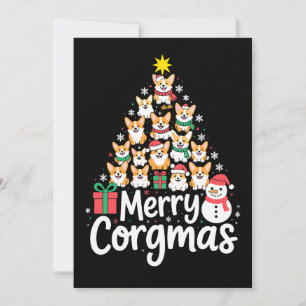 Prettig Corgmas Kerstmis Corgi Hond Boom Sneeuwman Kaart