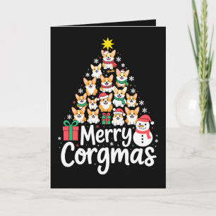 Prettig Corgmas Kerstmis Corgi Hond Boom Sneeuwman Kaart