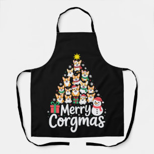 Prettig Corgmas Kerstmis Corgi Hond Boom Sneeuwman Schort