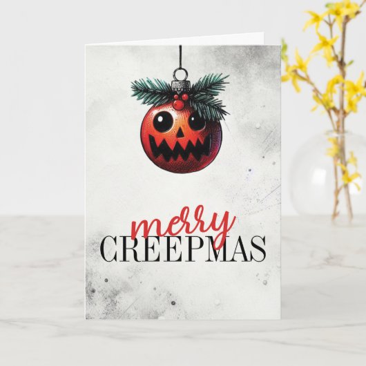 Prettig Creepkerstfeest Kaart (Gele Bloem)