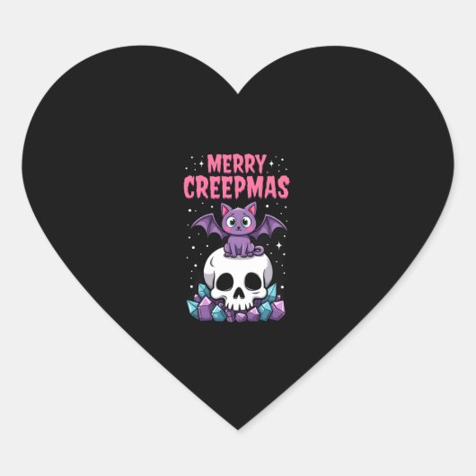 Prettig Creepkerstfeest Kat Pastel Goth Kerstmis S Hart Sticker (Voorkant)