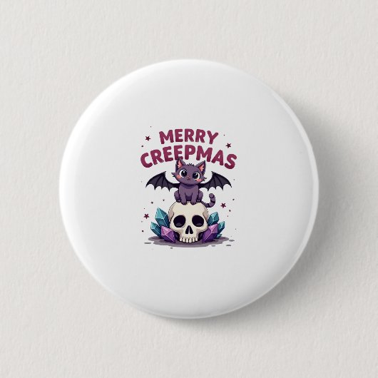 Prettig Creepkerstfeest Kat Pastel Goth Kerstmis S Ronde Button 5,7 Cm (Voorkant)