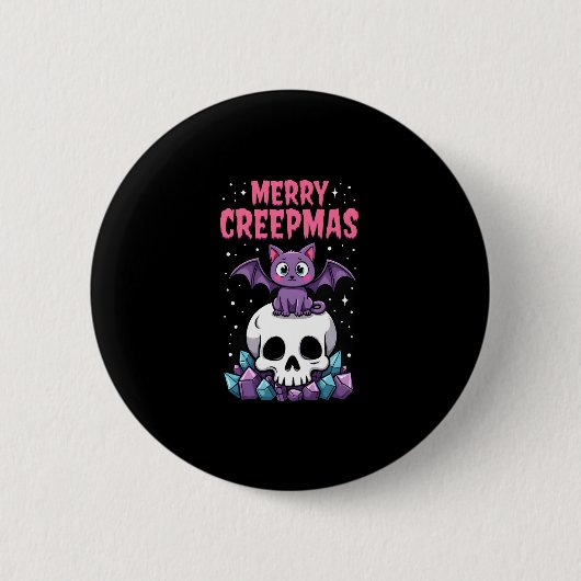 Prettig Creepkerstfeest Kat Pastel Goth Kerstmis S Ronde Button 5,7 Cm (Voorkant)