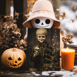 Prettig Creepkerstfeest Spokerige Jongen Gothische Kaart