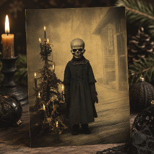 Prettig Creepkerstmis Victoriaanse Skelet Gotische Briefkaart