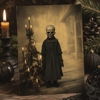 Prettig Creepkerstmis Victoriaanse Skelet Gotische Briefkaart