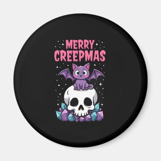 Prettig Creepmas Kat Pastel Goth Kerstmis Schedel Magneet (Voorkant)