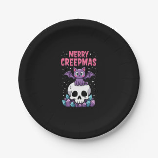 Prettig Creepmas Kat Pastel Goth Kerstmis Schedel  Papieren Bordje