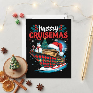 Prettig Cruisemas Leuke Gezins Kerstmis Feestdagenkaart