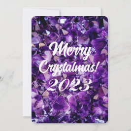 Prettig Crystalmas 2023 Paarse Amethist Kristal Feestdagenkaart