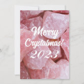 Prettig Crystalmas 2023 Roze Rozenkwarts Kristal Feestdagenkaart (Voorkant)