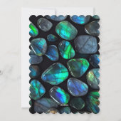 Prettig Crystalmas 2024 Blauwe Labradoriet Kristal Feestdagenkaart (Achterkant)