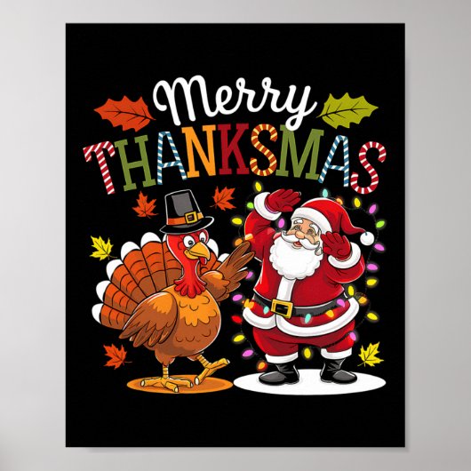 Prettig Dankfeest Kerstmis, Turkije Kerstman Poster (Voorkant)