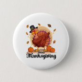 Prettig Dankfeest Knop Ronde Button 5,7 Cm (Voorkant)