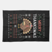 Prettig DankKerstmis Kerstmis Dankzegging Kalkoen  Theedoek (Horizontaal)
