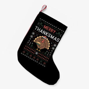 Prettig Dankmas Kerstmis Thanksgiving Kalkoen Kleine Kerstsok