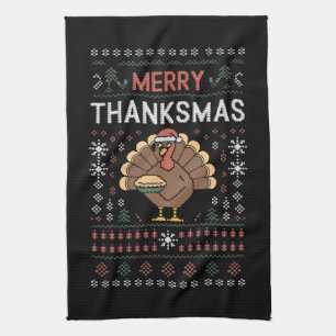 Prettig Dankmas Kerstmis Thanksgiving Kalkoen Theedoek