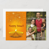 Prettig Divali, Gouden Kaars, Vuurwerk, Foto Kaart (Voorkant / Achterkant)