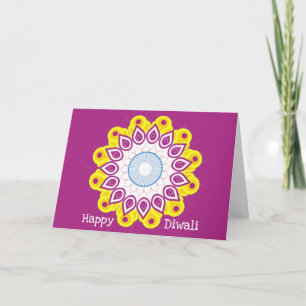 Prettig Divali Mandala Magenta Geel Feestdagen Kaart