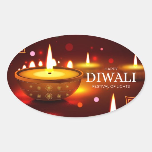 Prettig Divali Ovale Sticker (Voorkant)