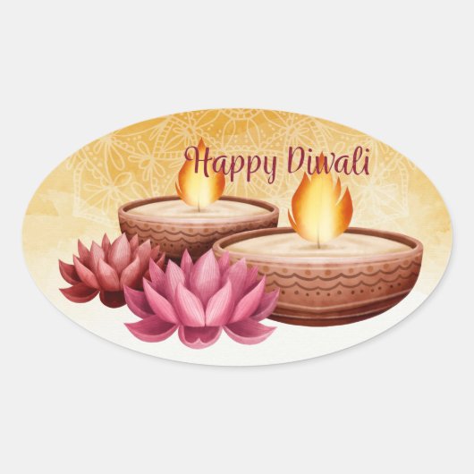 Prettig Divali Ovale Sticker (Voorkant)