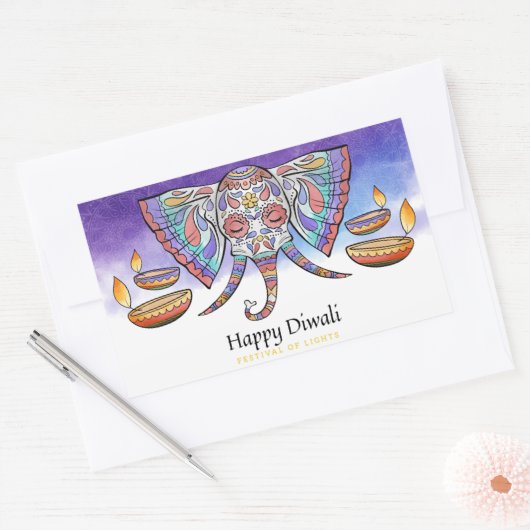 Prettig Divali Rechthoekige Sticker (Envelop)