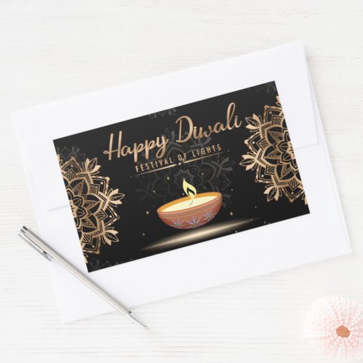 Prettig Divali Rechthoekige Sticker (Envelop)