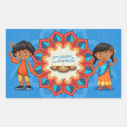 Prettig Divali Rechthoekige sticker (Voorkant)